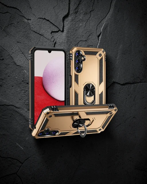 Samsung Galaxy A04s Kılıf Sofya Yüzüklü Silikon Kapak - Gold