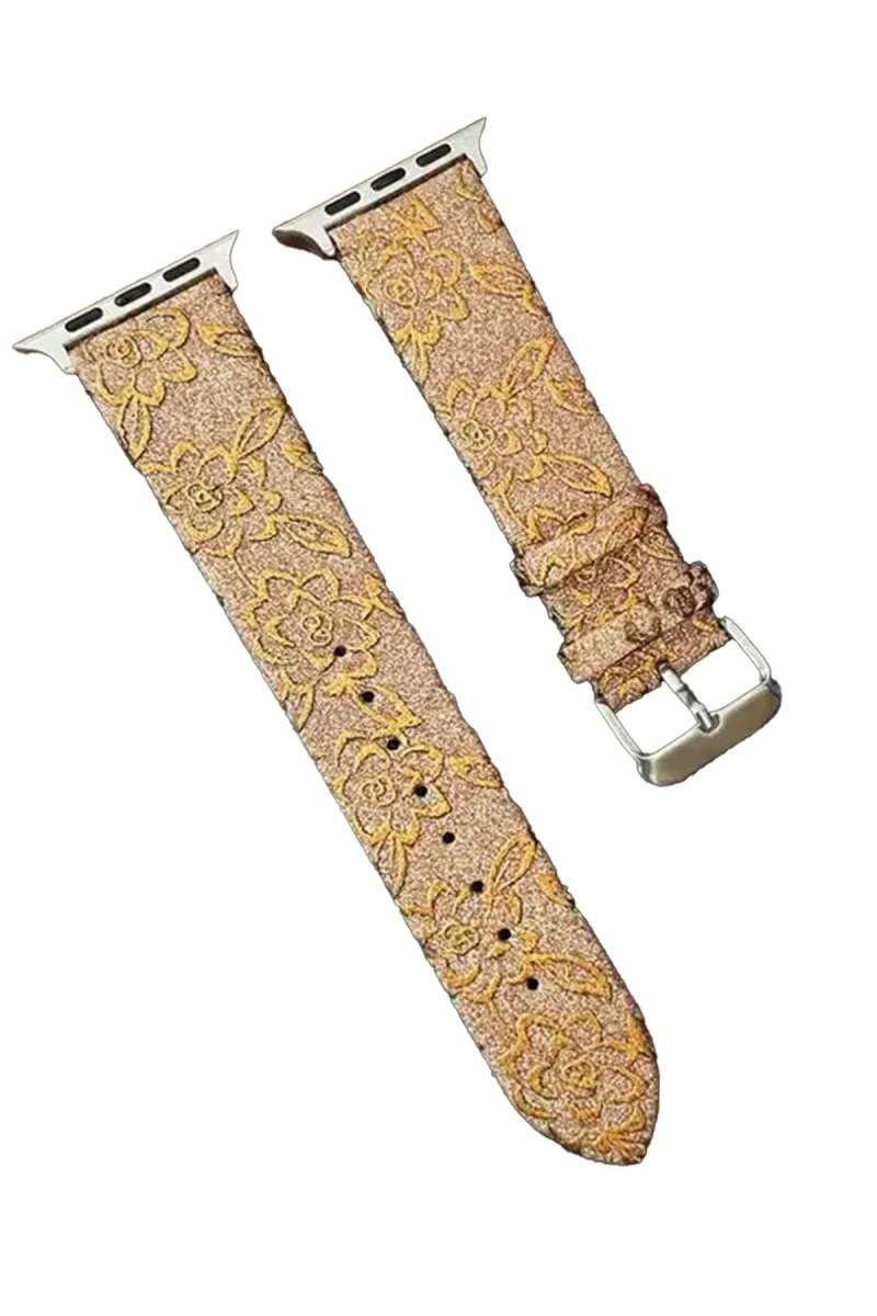Apple Watch 42mm Creeper Desenli Kordon - Gold