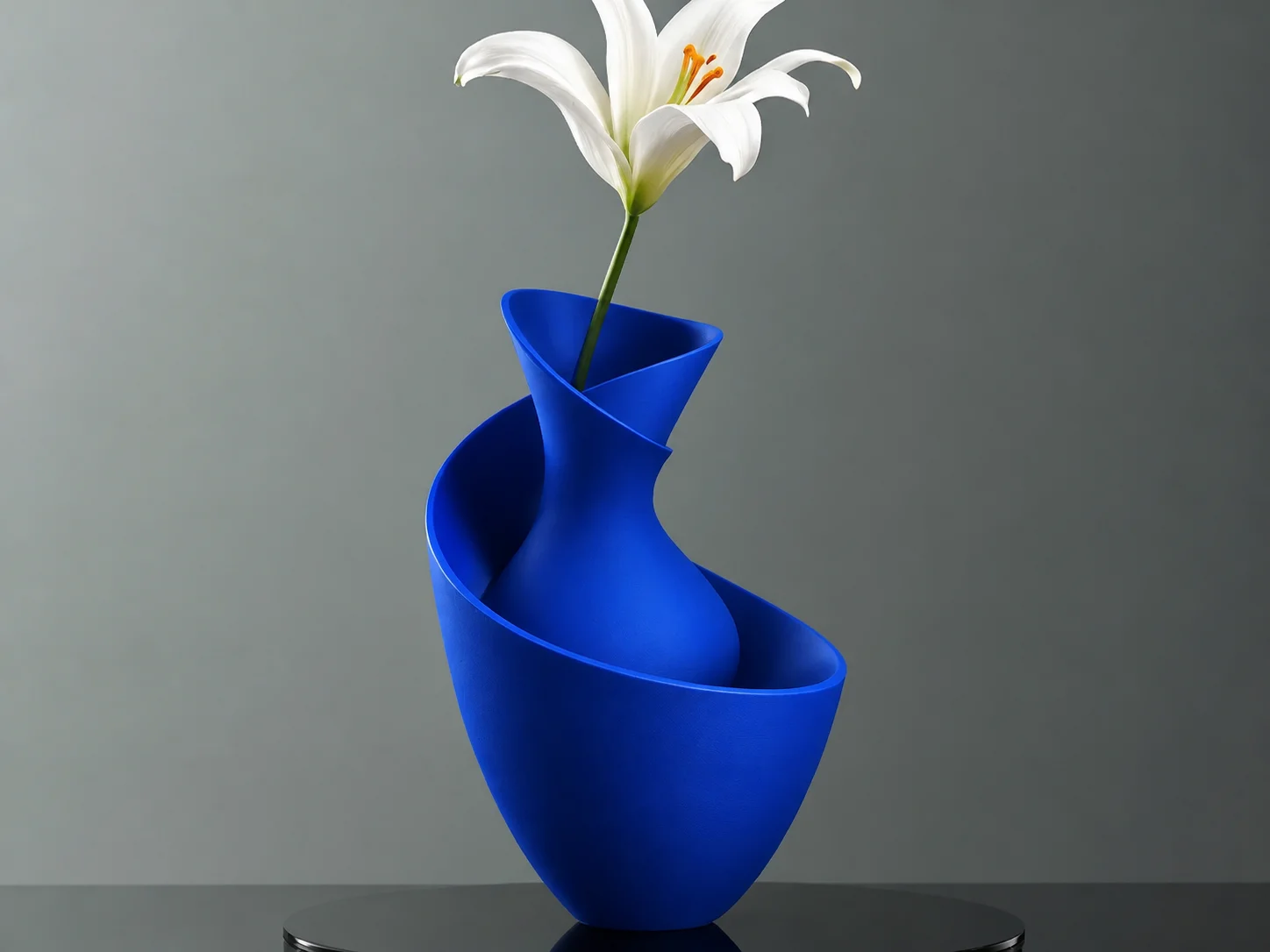 3D Baskı Bold Vazo - Akışkan Formlu Dekoratif Vazo-Mavi