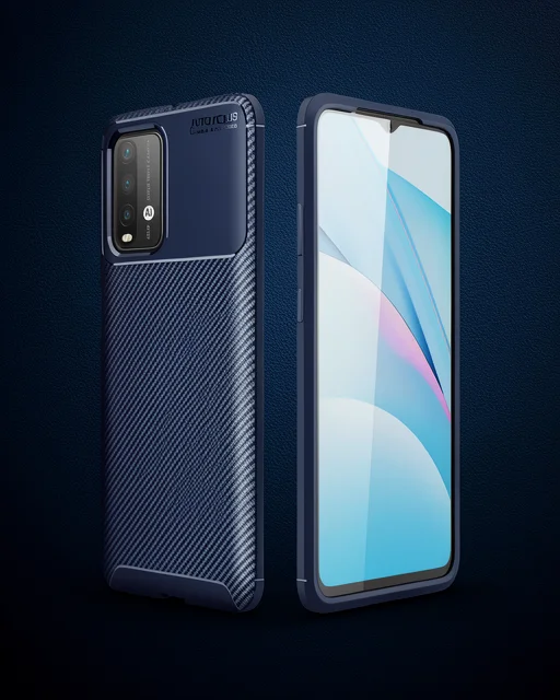 Xiaomi Redmi 9t Kılıf Auto Focus Karbon Kapak - Lacivert