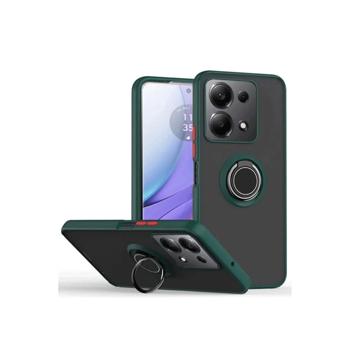 Xiao Red Note 13 Pro 5g Kılıf Montreal Yüzüklü Silikon Kapak - Yeşil