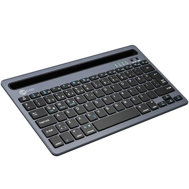 Lenovo Lecoo BK100 Bluetooth V3.0 Çoklu Cihaz Uyumlu Şarj Edilebilir Kablosuz Gri Türkçe Q Klavye görsel 5