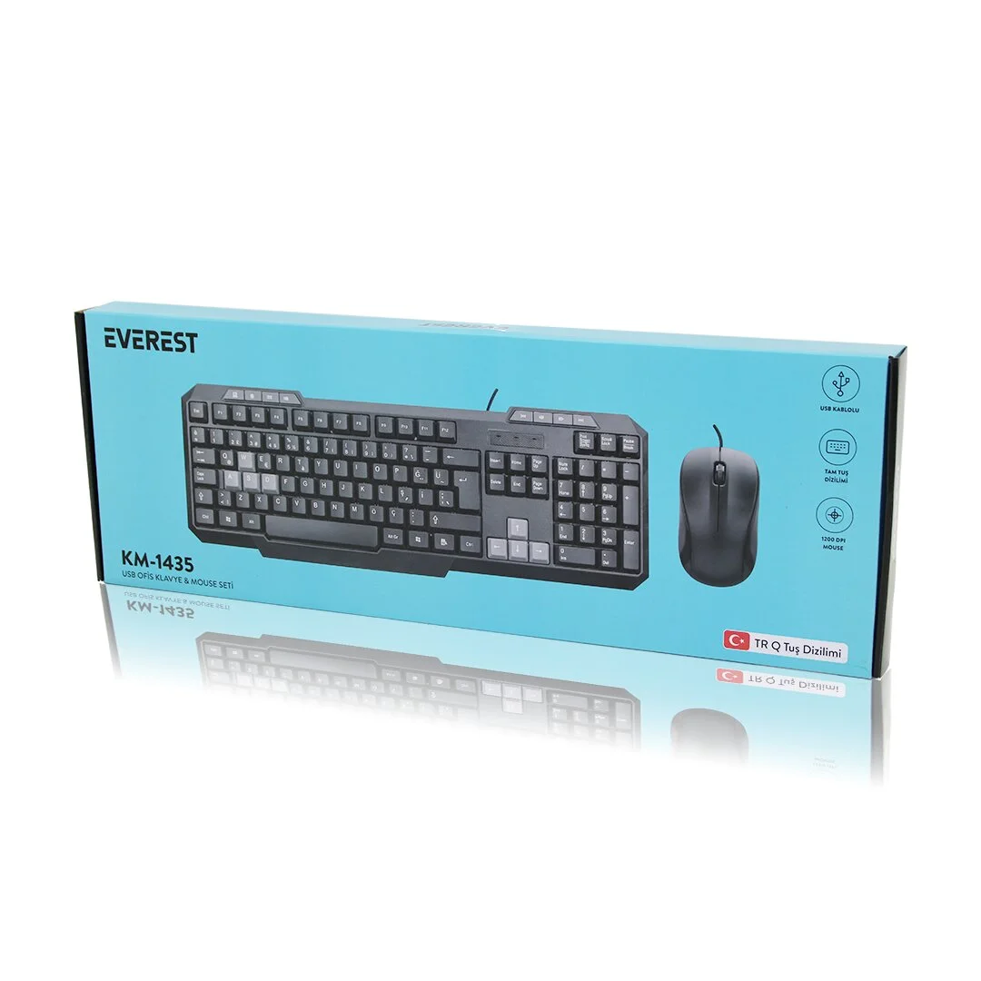 Usb Kablolu Klavye - Mouse Set Q Klavye 1200DPI Mouse KM-1435