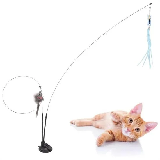 Vantuzlu Tüylü Zilli Olta Kedi Oyuncağı görsel 3