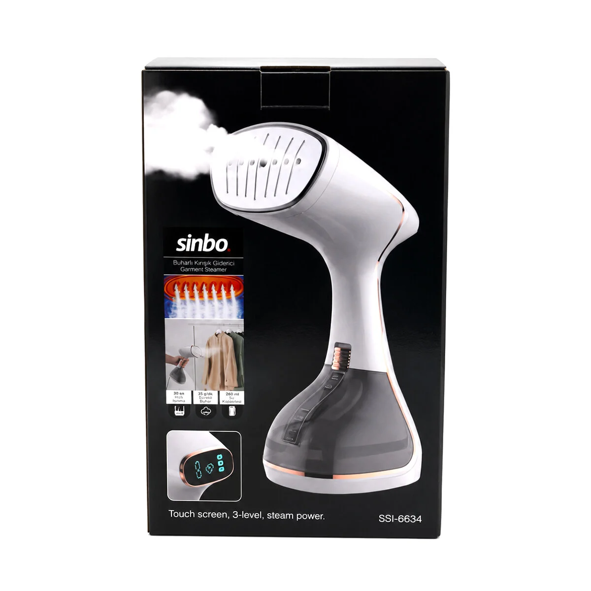 Buharlı Kırışıklık Giderici Dik Ütü 2 Mod 320ML Su Kapasite Dk 26G Buhar Dokunmatik Ekran SSI-6634 görsel 4