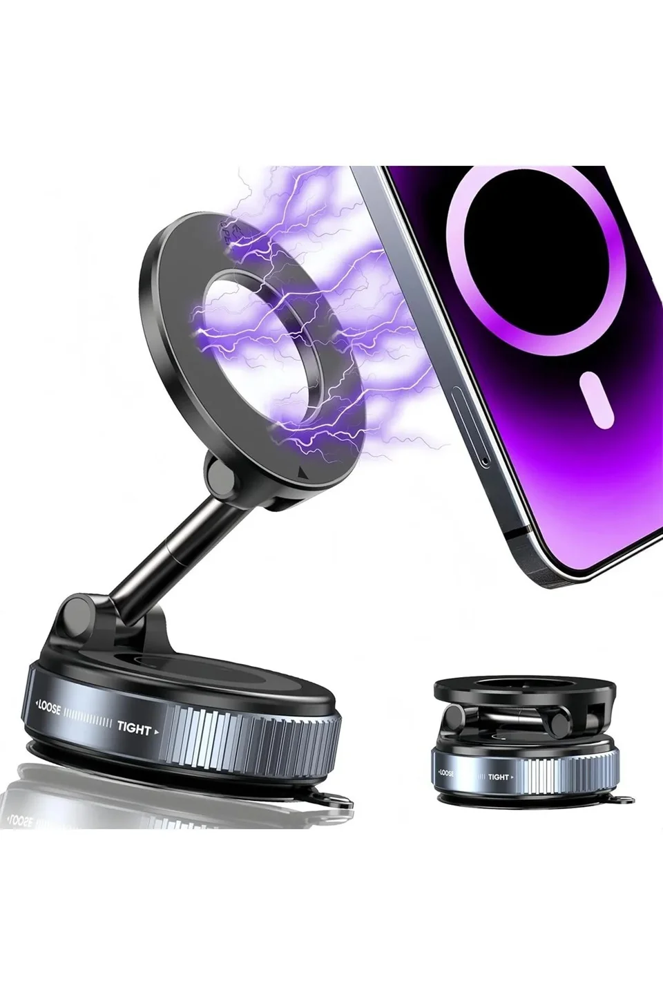 360 Dönebilen Ayarlanabilir Araç Içi Tutucu Kullanılabilen Vakumlu K007 Magsafe Telefon Tutucu görsel 3