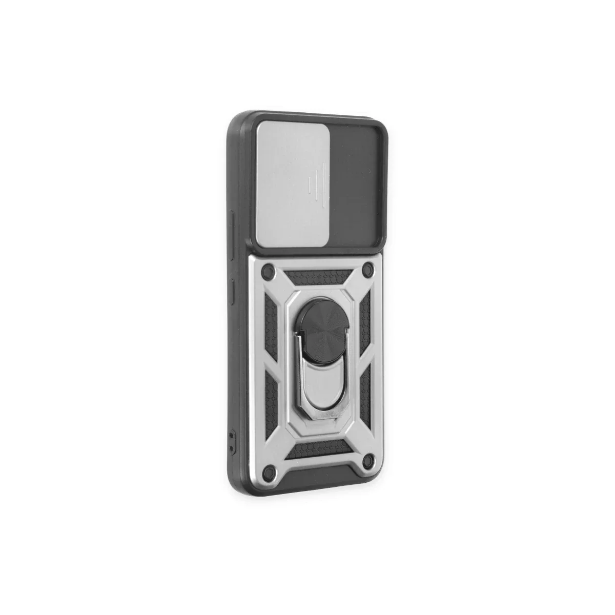Samsung Galaxy S24 Kılıf Pars Lens Yüzüklü Silikon - Gümüş görsel 2