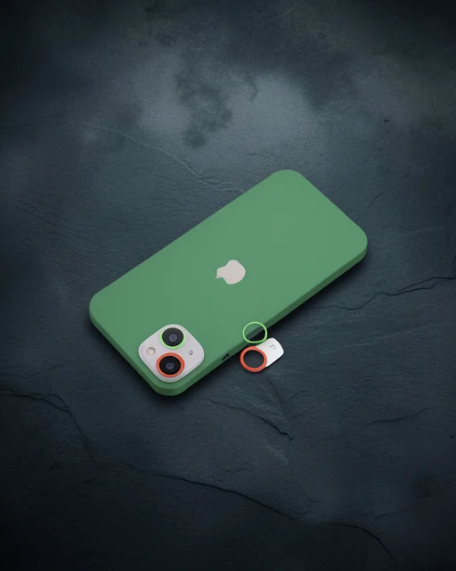 Apple İphone 13 Renkli Kamera Lens Koruma Cam - Yeşil-pembe