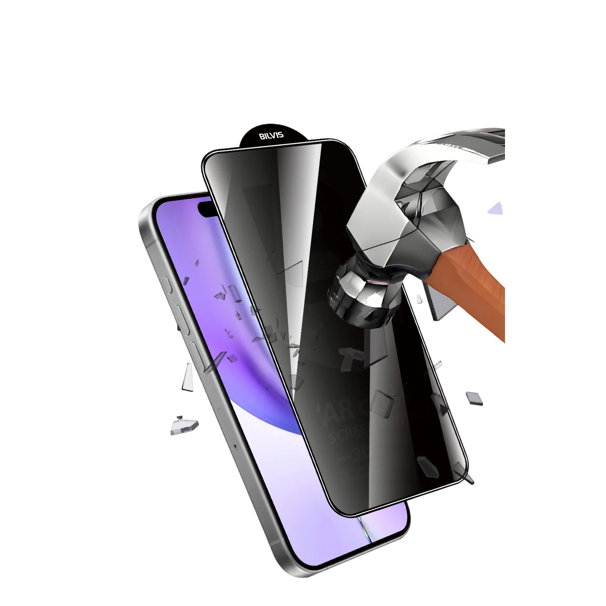 Apple iPhone 14 Pro 5D Privacy Diamond Hayalet Cam Ekran Koruyucu görsel 3