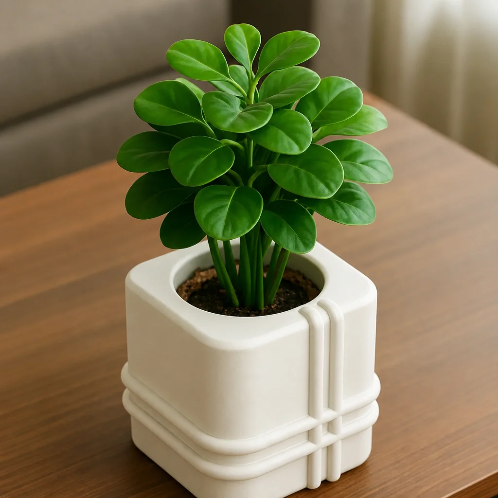 3D Baskı Square Planter - Izgara Desenli Küp Saksı-Beyaz görsel 3