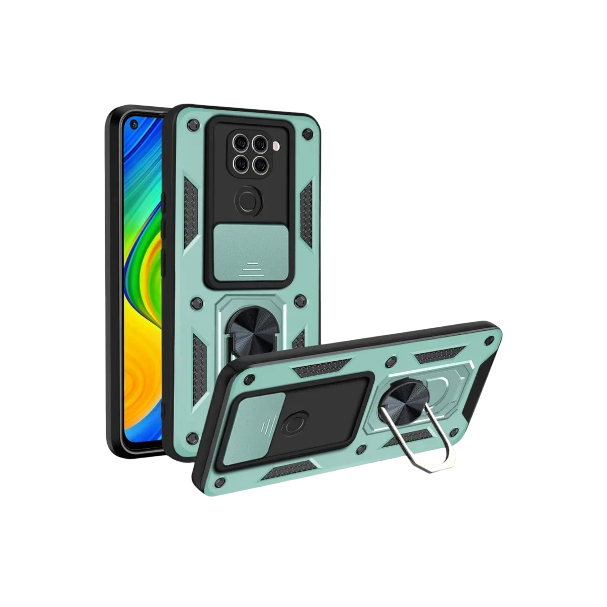 Xiaomi Redmi Note 9 4G Kılıf Pars Lens Yüzüklü Silikon - Yeşil