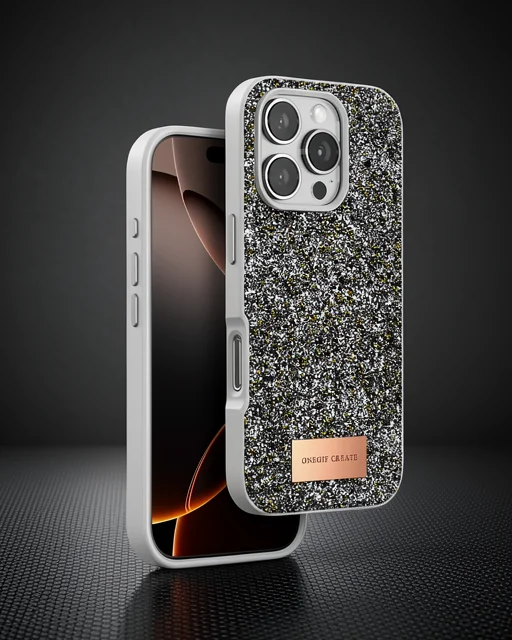Onegif Apple İphone 16 Pro Max Bright Simli Kapak - Gümüş