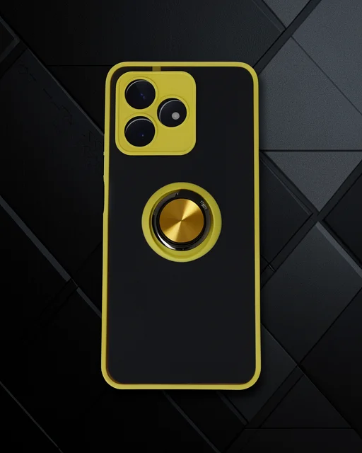 Realme C53 Kılıf Montreal Yüzüklü Silikon Kapak - Sarı