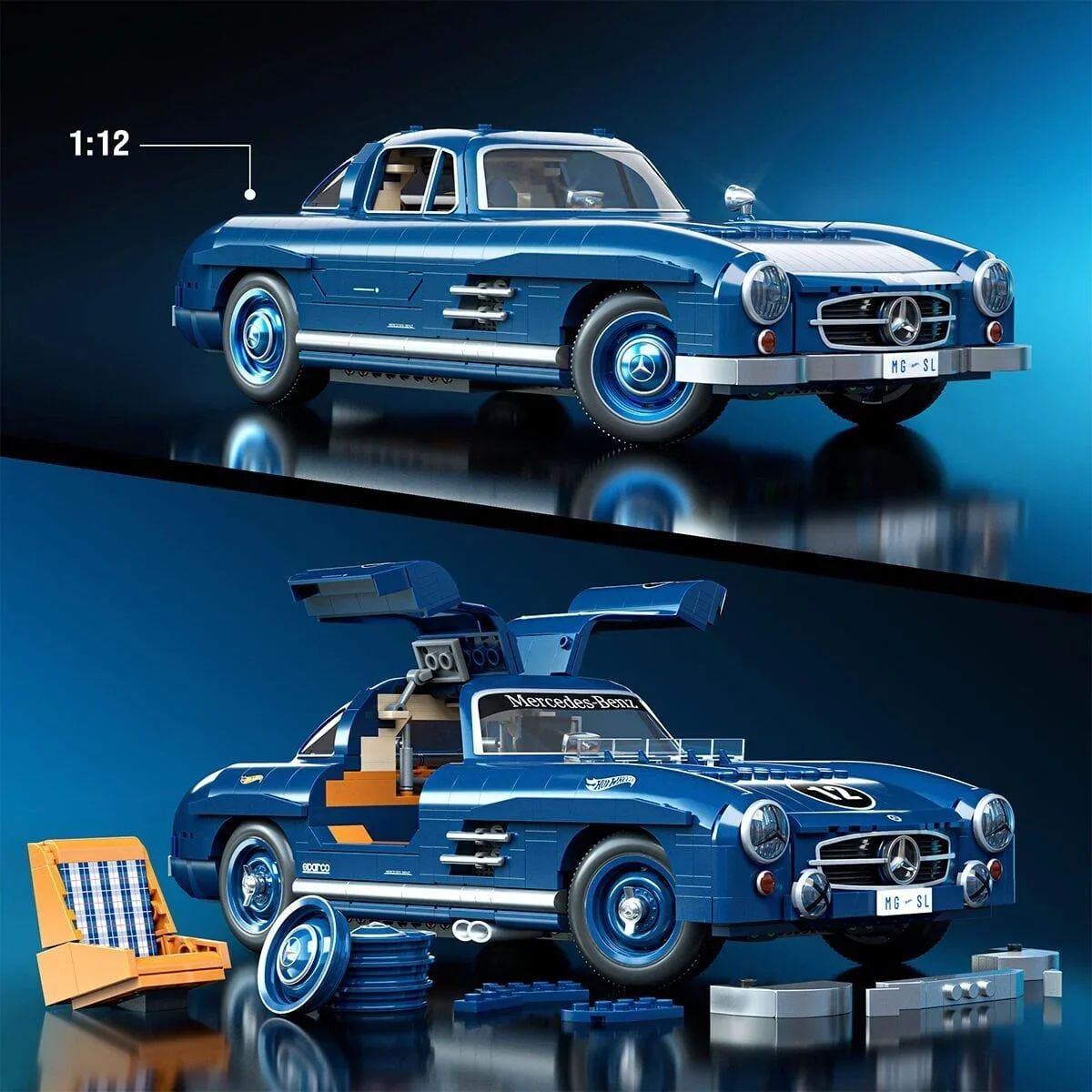HWW25 Mattel Brick Shop Hot Wheels Premium Serisi - Mercedes-Benz 300SL görsel 2