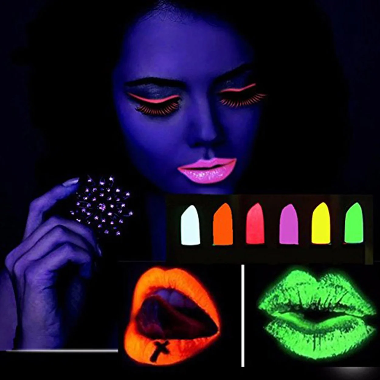 GlowPaint 6’lı Neon Boya – UV Işıkta Parlayan Makyaj Seti görsel 3