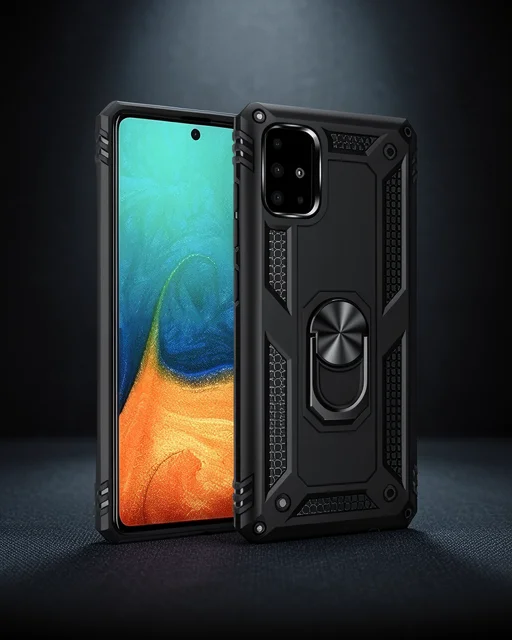 Samsung Galaxy A71 Kılıf Sofya Yüzüklü Silikon Kapak - Siyah