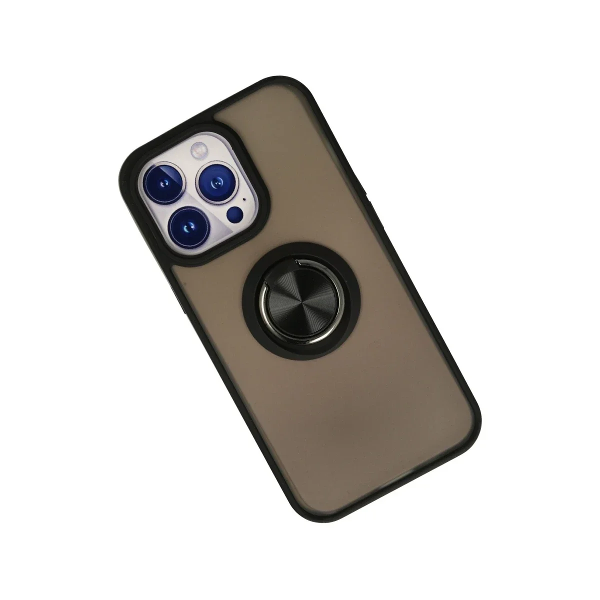 Apple iPhone 15 Pro Max Kılıf Montreal Yüzüklü Silikon Kapak - Siyah görsel 2