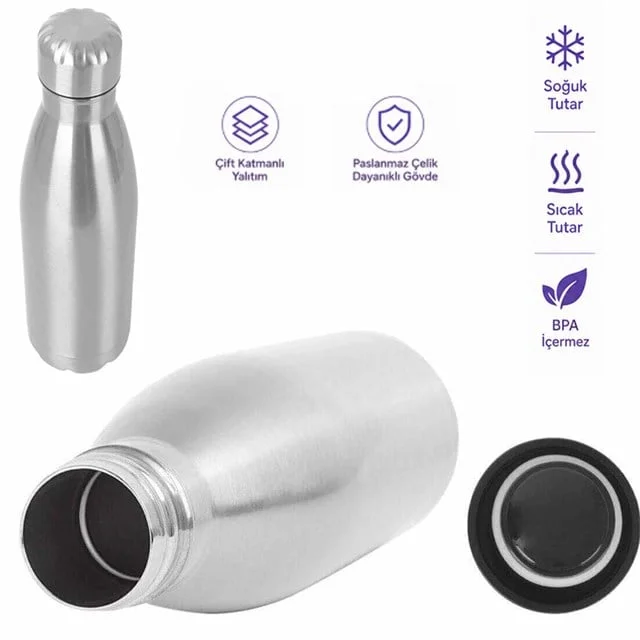 SN-25713 Şişe Tipi 500 Ml. Paslanmaz Çelik Termos görsel 3