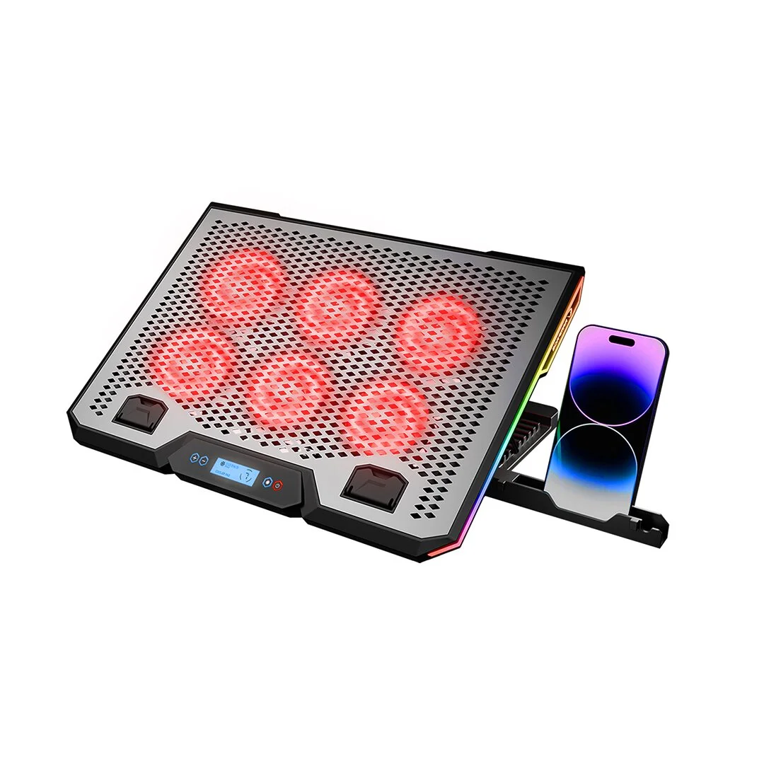 Notebook - Laptop Soğutucu Rgb Işıklı 15.6 Inc 6 Fanlı - Lcd Dijital Ekran 2 Usb Soket