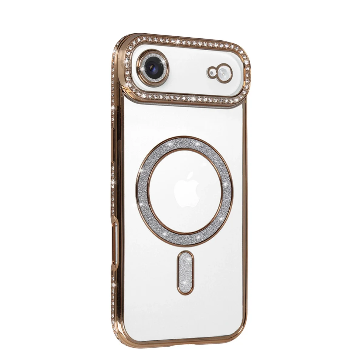 Apple İphone 17 Air Joke Simli Magneticsafe Kılıf - Gold görsel 2