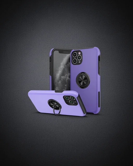 Apple İphone 11 Pro Max Kılıf Elit Yüzüklü Kapak - Mor
