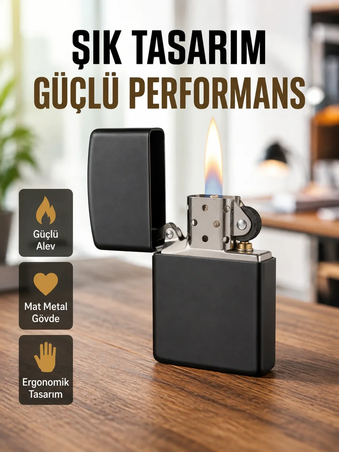 Tasarım Metal Çakmak nimal Mat Yüzeyli ve Şık Görünümlü