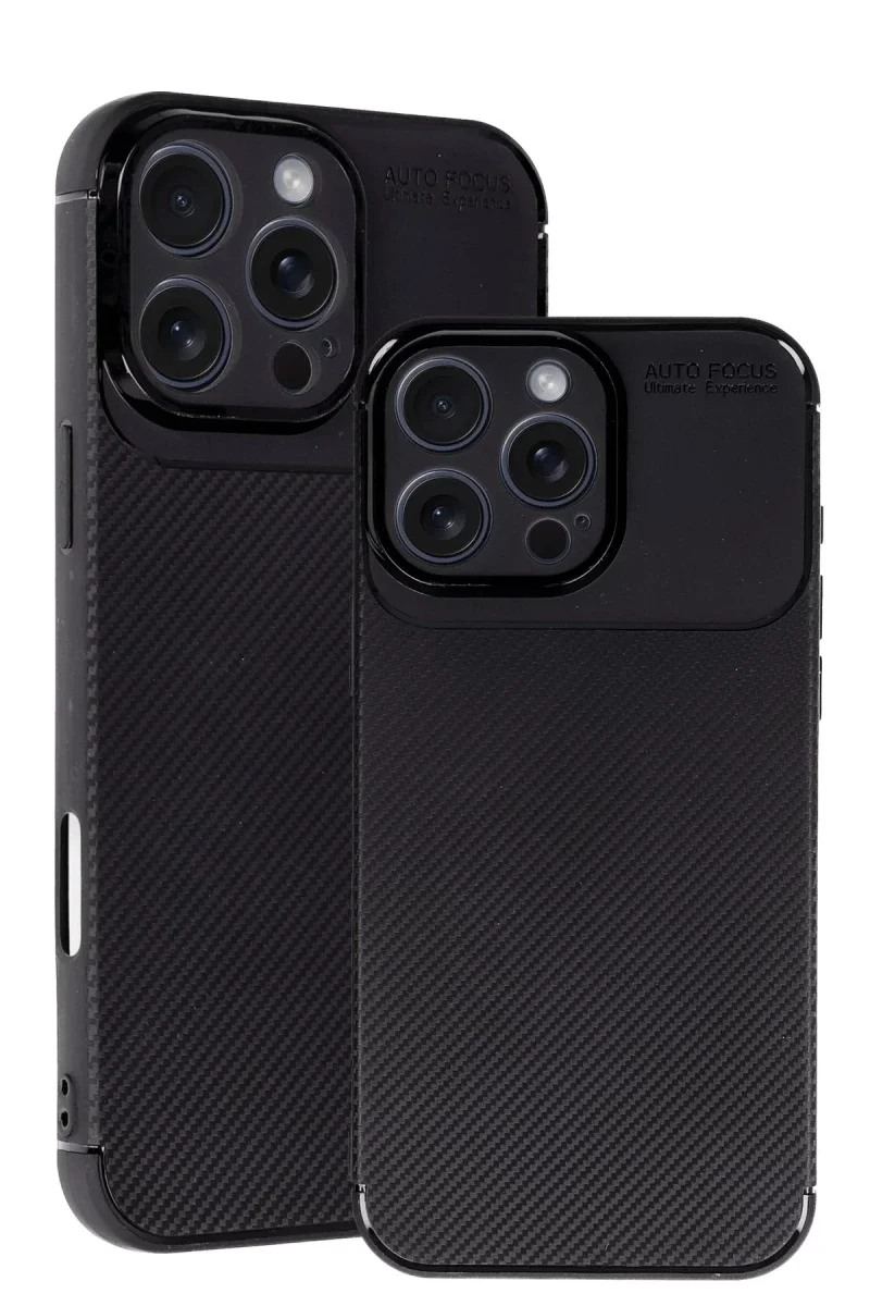 Apple iPhone 16 Pro Kılıf Auto Focus Karbon Kapak - Siyah görsel 2