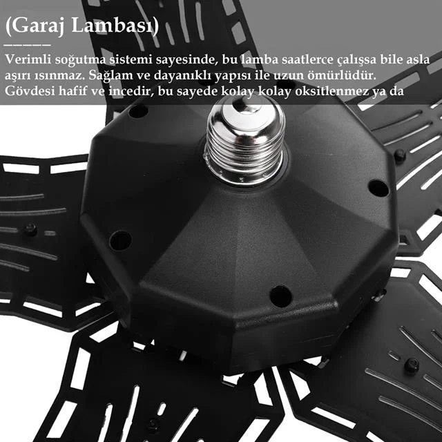 Ledx Ayarlanabilir Açılı 3 Kanatlı 72 Smd Ledli Galaxy Projektör Işığı 40W 4400 Lumen E27 32cm görsel 3