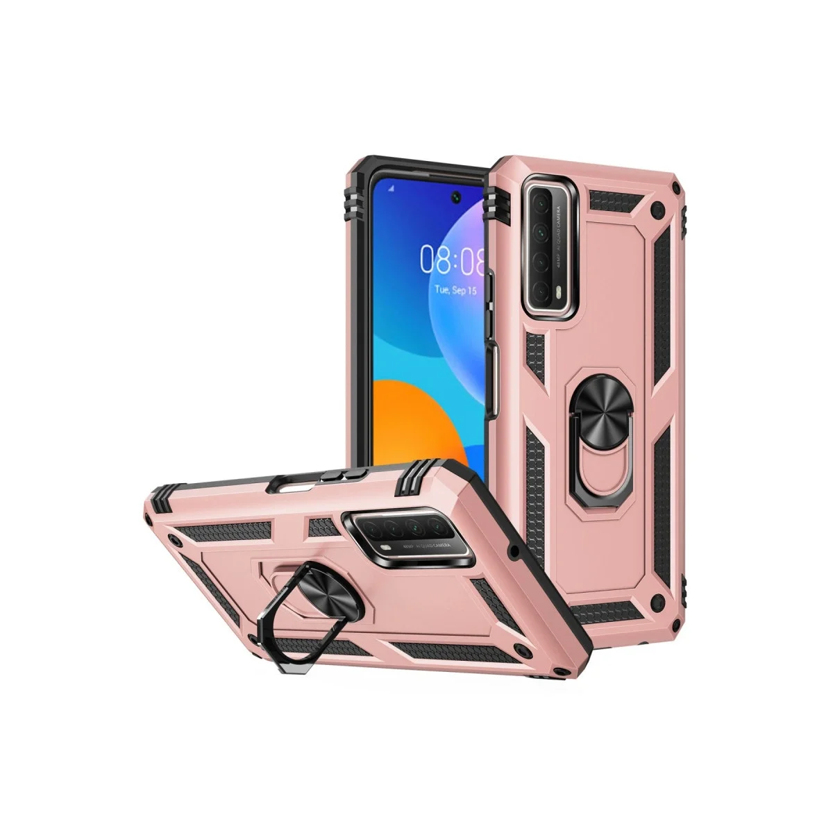 Huawei P Smart 2021 Kılıf Sofya Yüzüklü Silikon Kapak - Rose görsel 2