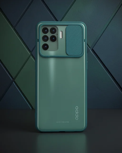 Oppo Reno 5 Lite Kılıf Palm Buzlu Kamera Sürgülü Silikon - Yeşil