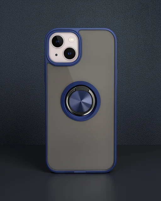 Apple İphone 13 Kılıf Montreal Yüzüklü Silikon Kapak - Lacivert