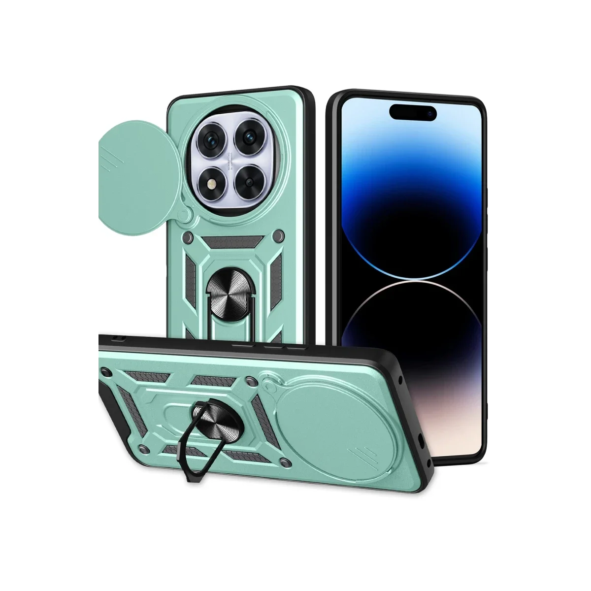 Xiaomi Redmi Note 14 Pro Plus Kılıf Pars Lens Yüzüklü Silikon - Yeşil