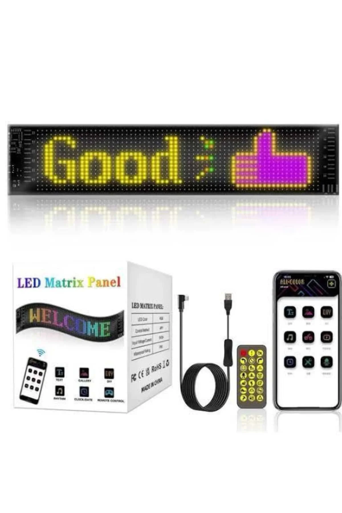 Led Matrix Bluetooth Bağlantılı Araç Camına Uygun Pixsel Görünümlü 16X96 pixel görsel 4