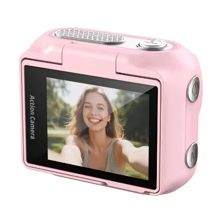 1080P Dijital Video Kamera (32GB) Kart Dijital Vlog Fotoğraf Makinesi Türkçe Pembe görsel 3