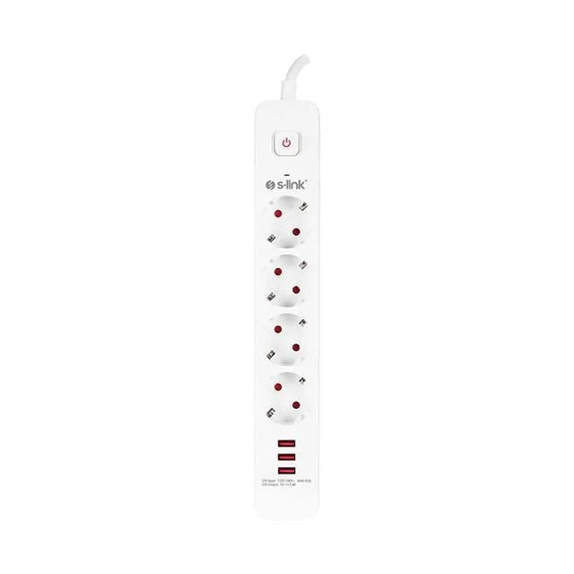 S-Link SPG403U 1.5 Metre 4lü Anahtarlı Akım Korumalı Usb Girişli görsel 5