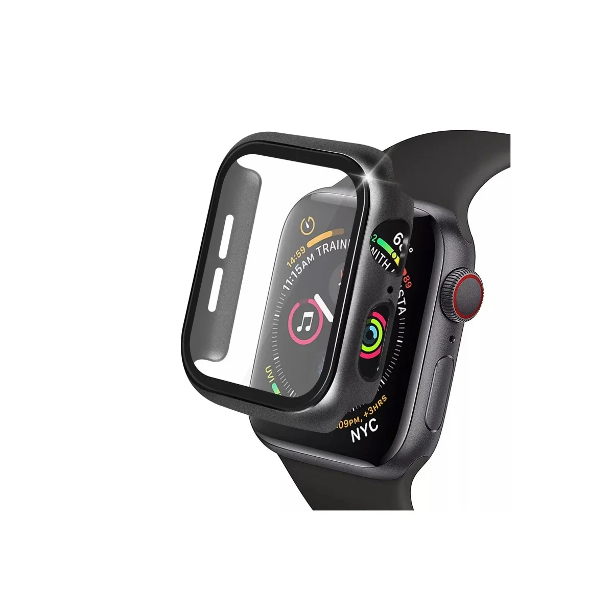 Apple Watch 38mm Camlı Kasa Ekran Koruyucu - Siyah