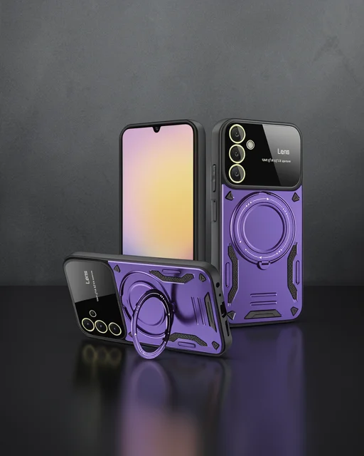 Samsung Galaxy A25 5g Kılıf Joy Lens Standlı Kapak - Mor