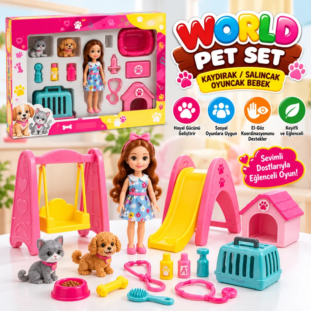 ENF-39188 World Pet Set Kaydırak/salıncak Oyuncak Bebek