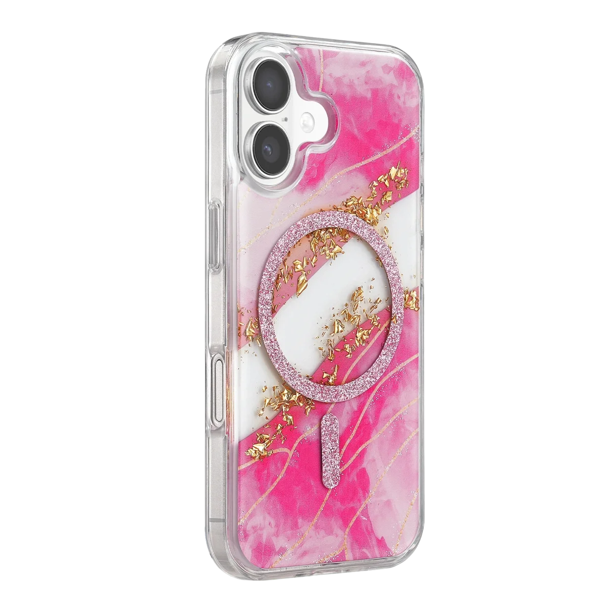 Onegif Apple İphone 17 Lotus Simli Magsafe Kapak - Pembe görsel 2