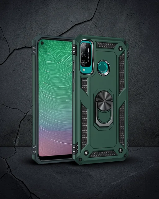 Huawei P40 Lite E Kılıf Sofya Yüzüklü Silikon Kapak - Yeşil