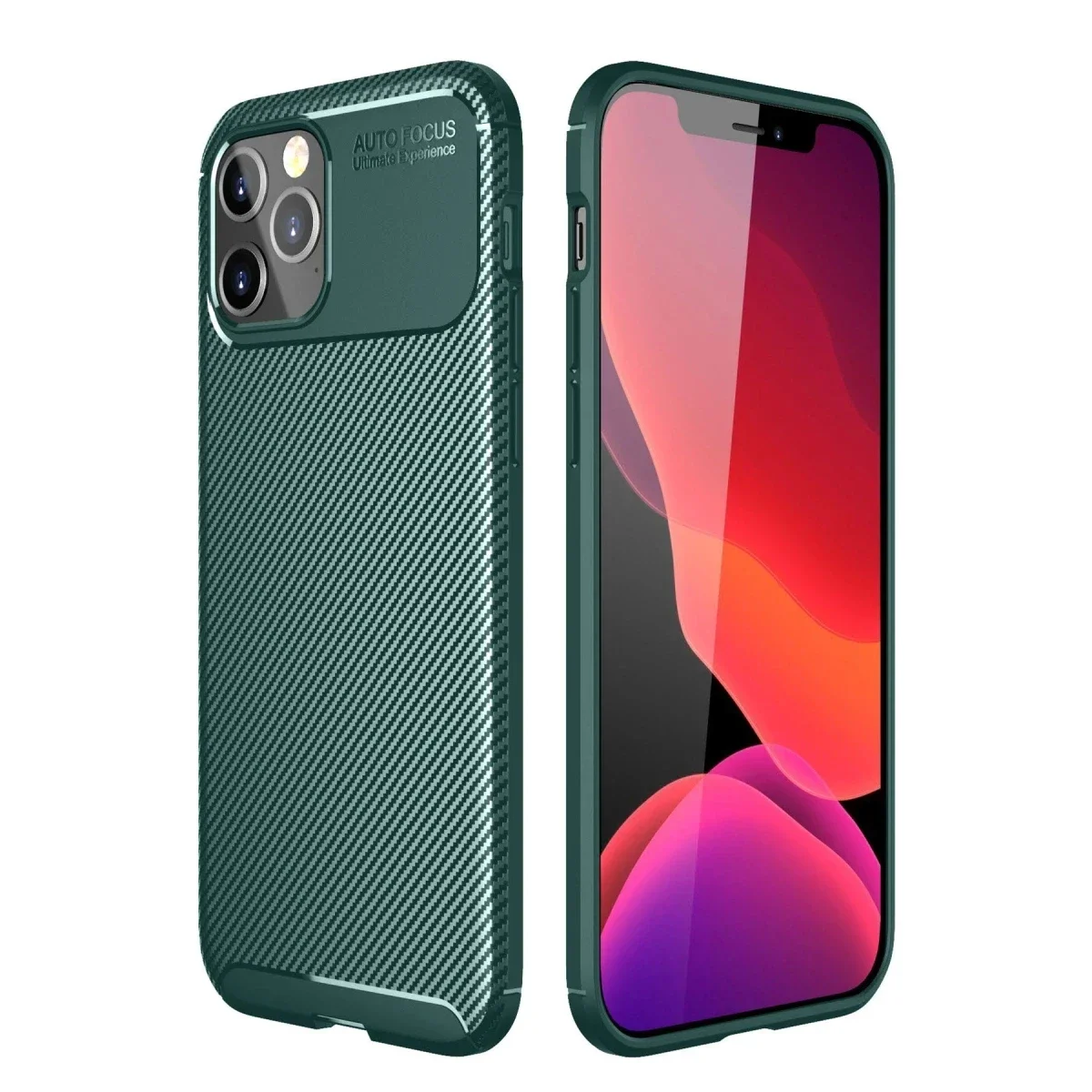 Apple iPhone 11 Pro Kılıf Auto Focus Karbon Kapak - Yeşil görsel 3