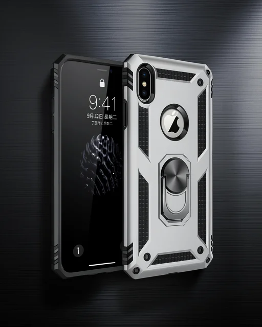 Apple İphone Xs Max Kılıf Sofya Yüzüklü Silikon Kapak - Gümüş