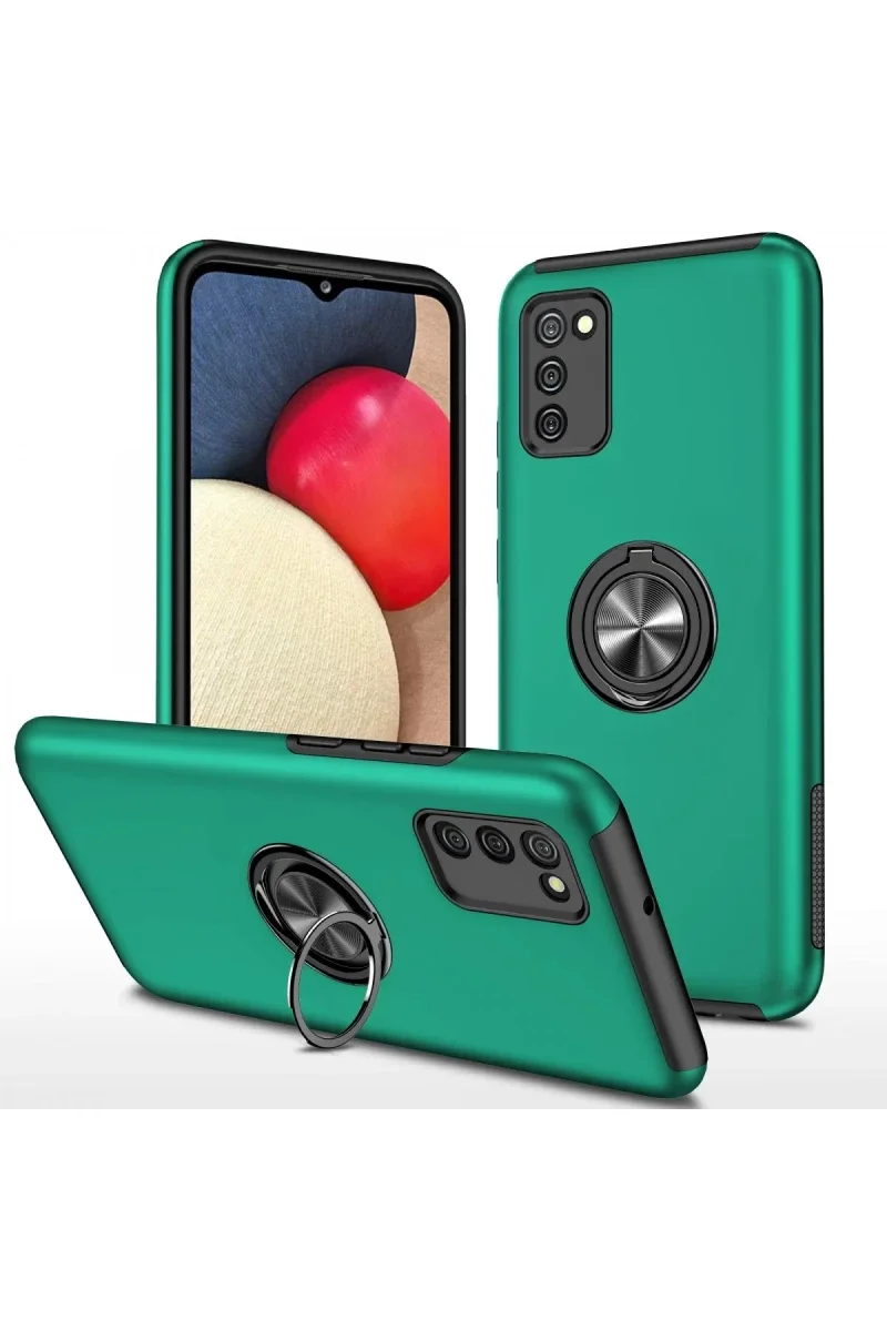 Samsung Galaxy A02S Kılıf Elit Yüzüklü Kapak - Yeşil