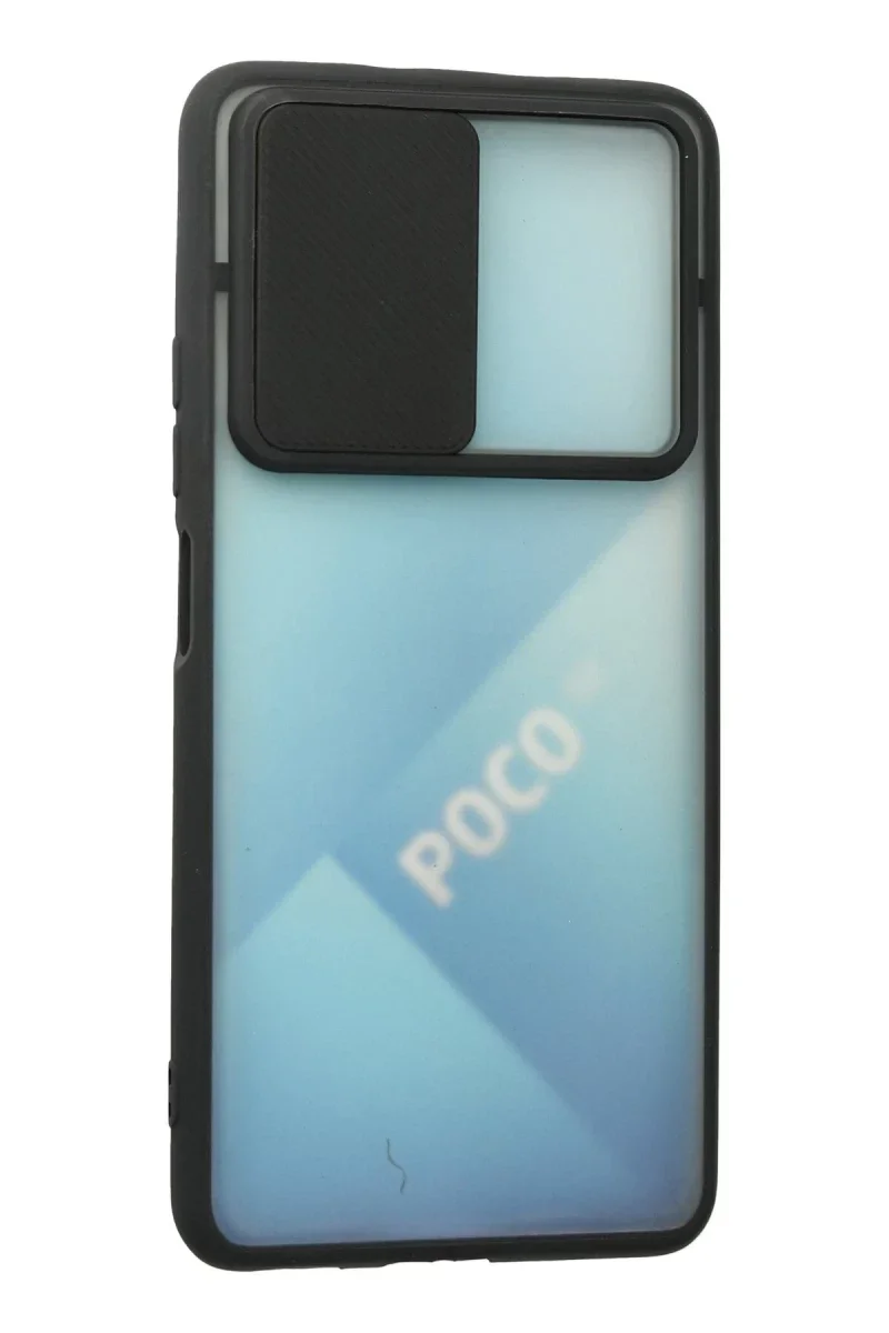 Xiao Poco F3 Kılıf Palm Buzlu Kamera Sürgülü Silikon - Siyah görsel 3