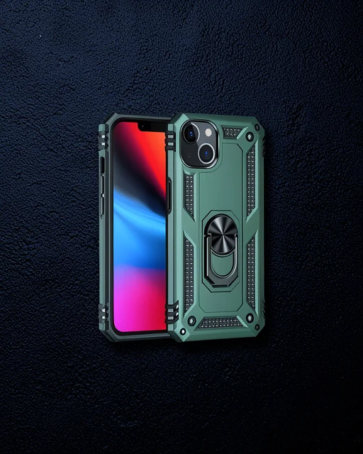 Apple İphone 13 Kılıf Sofya Yüzüklü Silikon Kapak - Yeşil