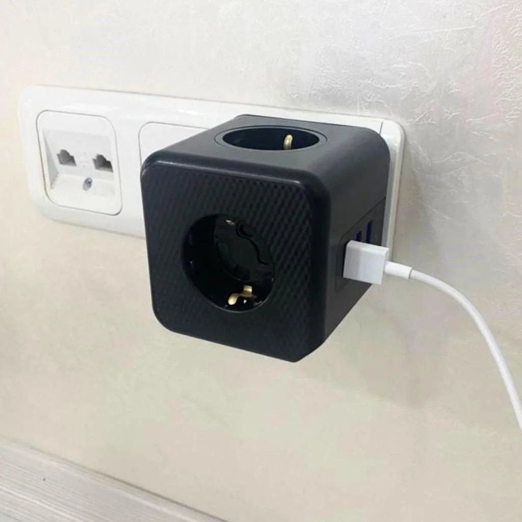 Isıya Dayanıklı Termal Akım Korumalı ve Çocuk Korumalı 3 Priz Girişli 3 USB Girişli Küp Priz(adet fiyatıdır) görsel 4