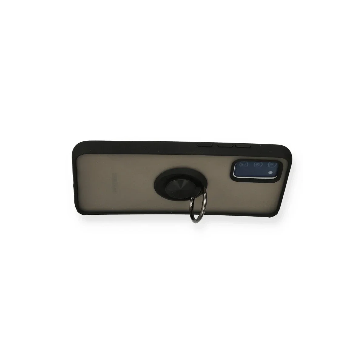 Samsung Galaxy A02S Kılıf Montreal Yüzüklü Silikon Kapak - Siyah görsel 3