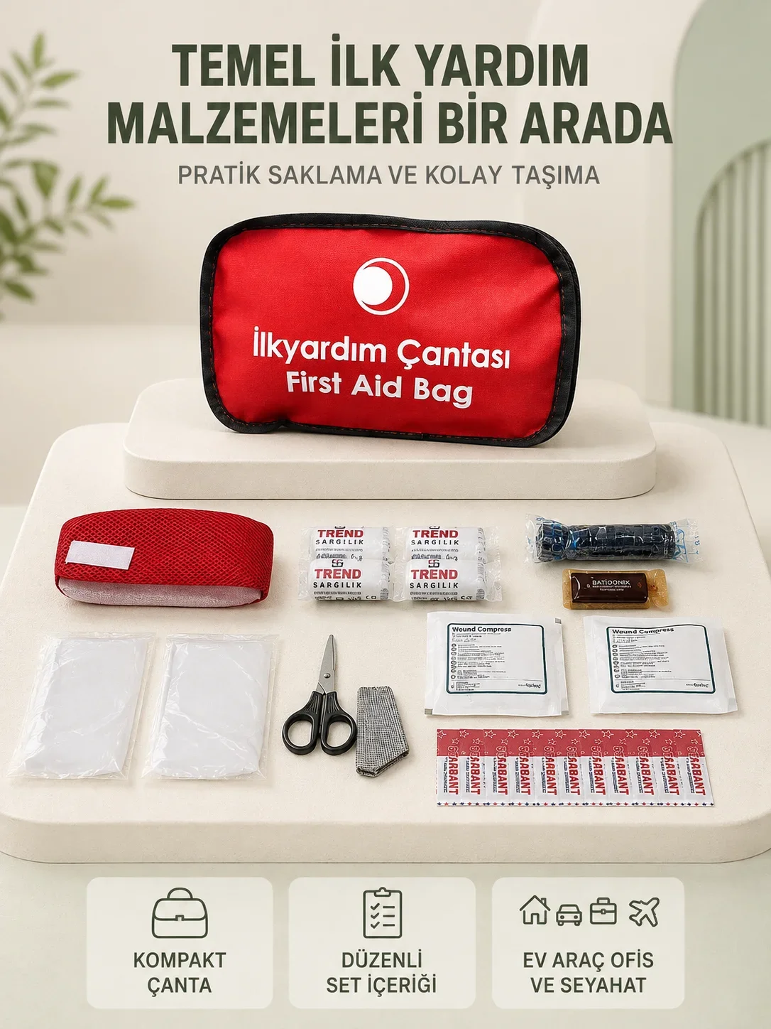 Araç ve Ev İçin İlk Yardım Çantası Acil Set
