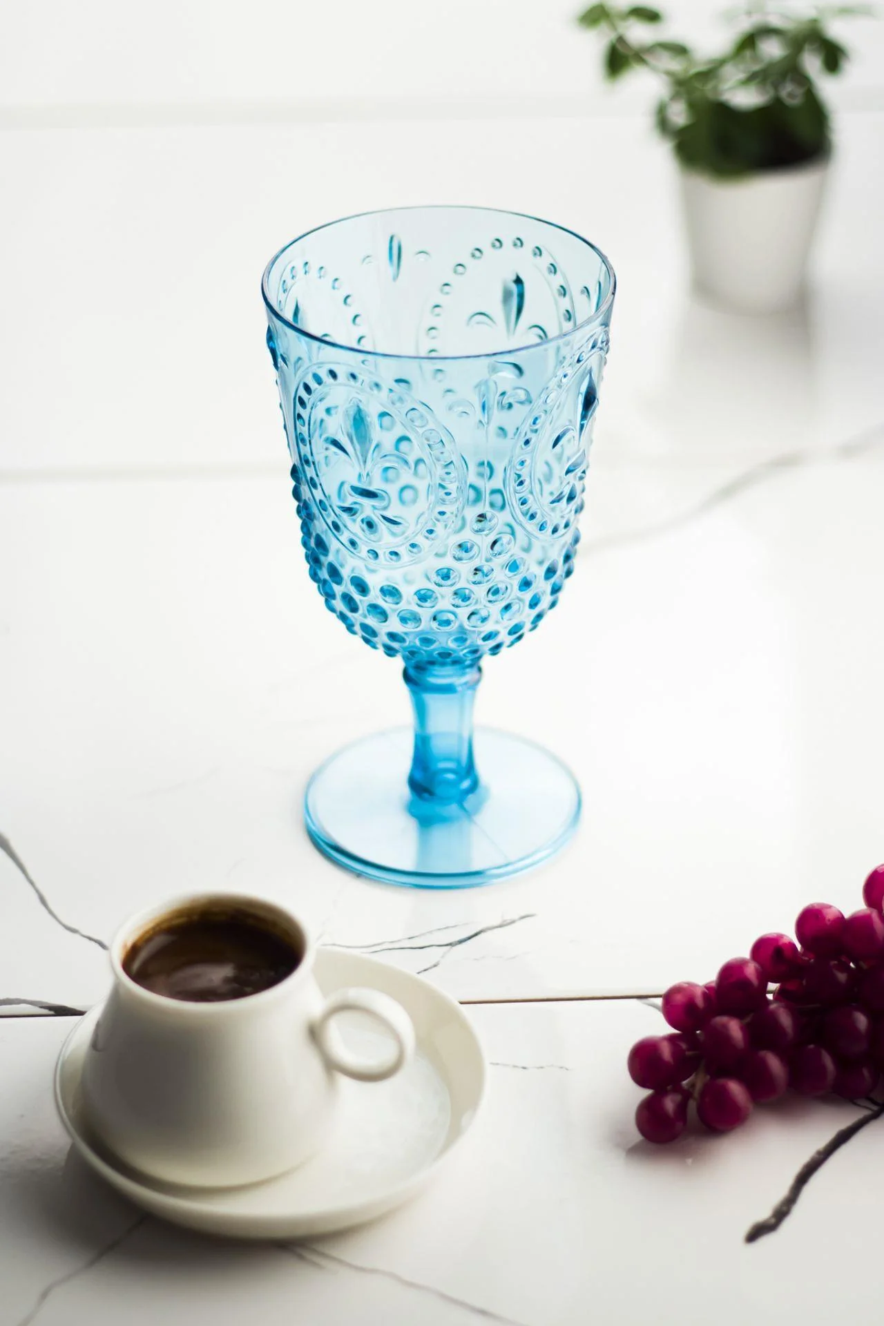 Akrilik Aquamarin Tekli Kadeh & Su Meşrubat Kahve Yanı Bardağı 450 ml ( Cam Değildir ) görsel 2