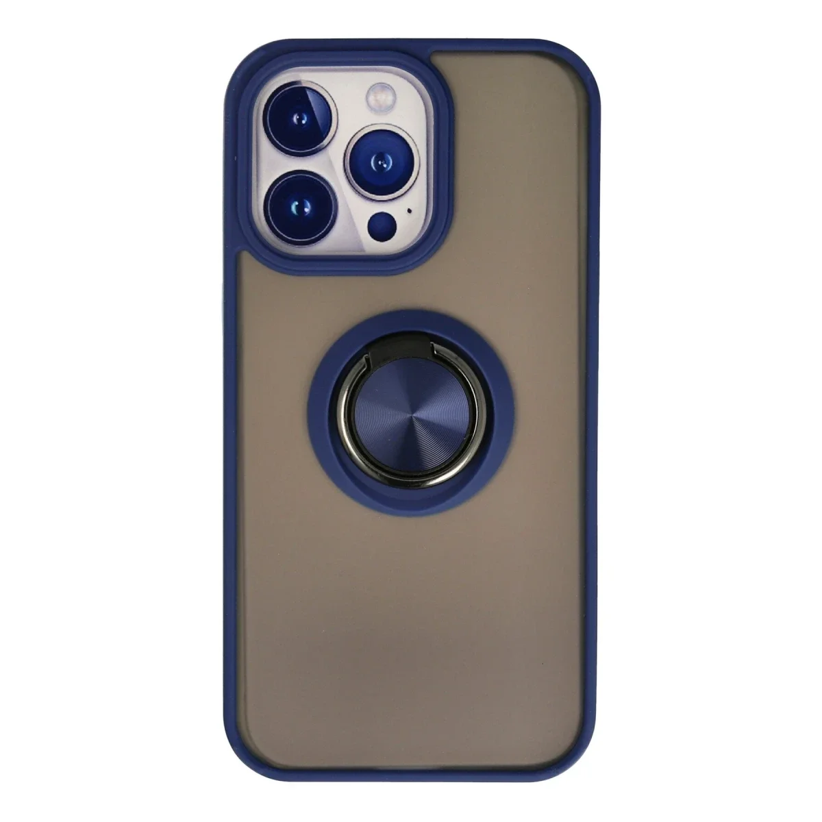 Apple iPhone 13 Pro Max Kılıf Montreal Yüzüklü Silikon Kapak - Lacivert